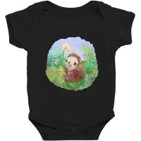 Cute Hedgehog Holding A Dandelion Flower Baby Bodysuit | Artistshot