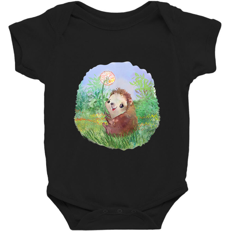 Cute Hedgehog Holding A Dandelion Flower Baby Bodysuit by KarinLeighPurcell | Artistshot