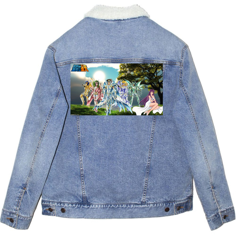 Saint Seiya Knights Of The Zodiac Poster Love Unisex Sherpa-Lined Denim Jacket by vulumagelsyh | Artistshot