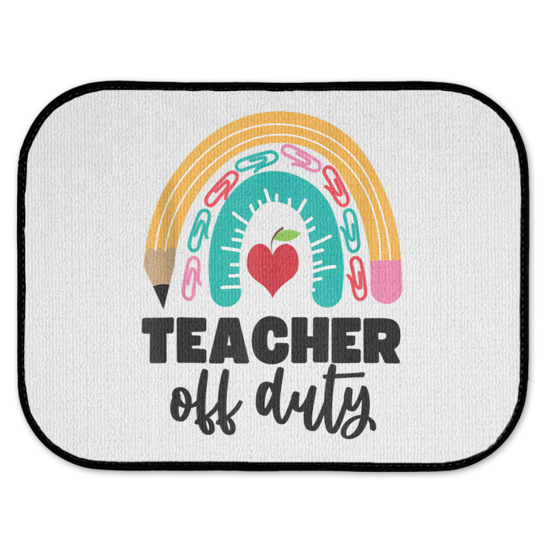 Teacher Off Duty Shirt Pencil Rainbow Apple Teacher Off Duty Tank Top Rear Car Mat | Artistshot