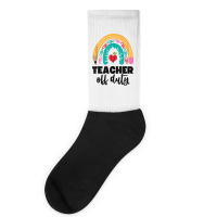 Teacher Off Duty Shirt Pencil Rainbow Apple Teacher Off Duty Tank Top Socks | Artistshot