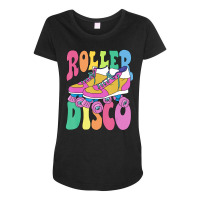 Trending Roller Skate Retro 70s Derby Skater Girl Roller Disco Maternity Scoop Neck T-shirt | Artistshot