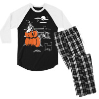 Halloween Witch Sitting On Pumpkin Premium Men's 3/4 Sleeve Pajama Set | Artistshot