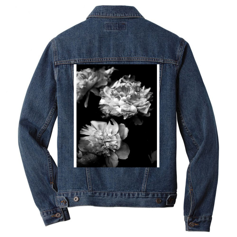 Black And White Peonies Men Denim Jacket | Artistshot