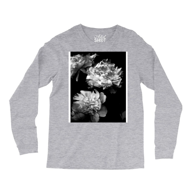 Black And White Peonies Long Sleeve Shirts | Artistshot