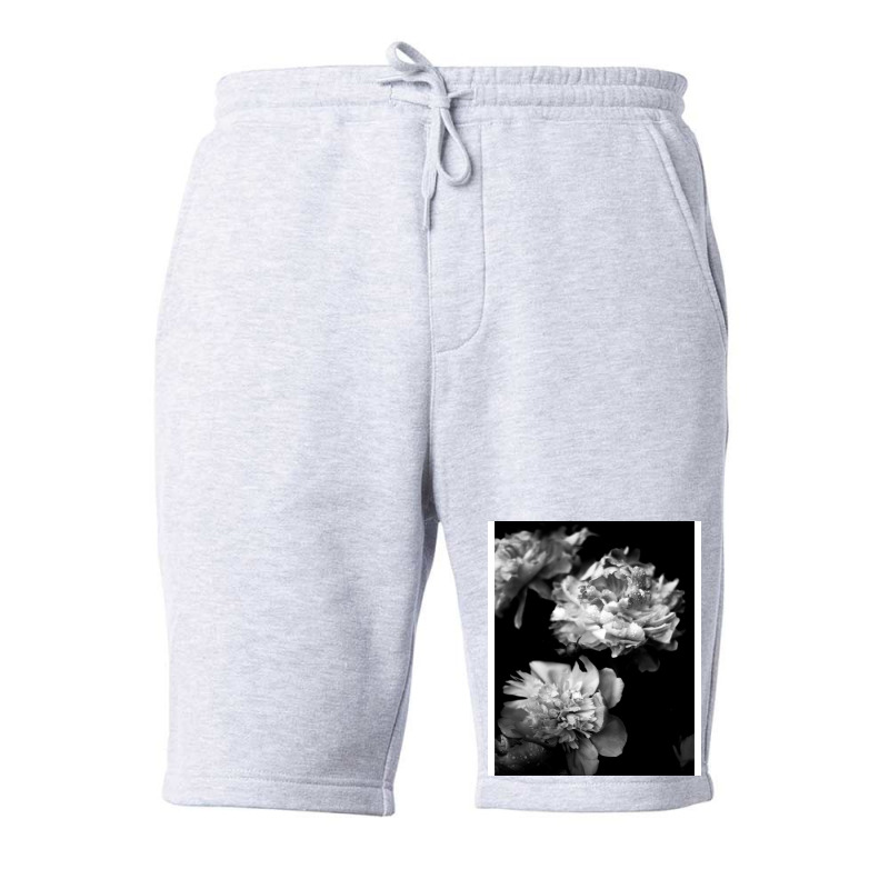 Black And White Peonies Fleece Short | Artistshot