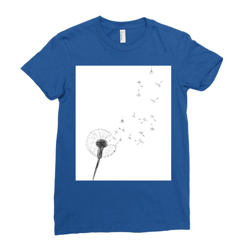 Black And White Print Dandelion Print Scandinavian Minimalist Decor  W Ladies Fitted T-Shirt by pubumalka5 | Artistshot