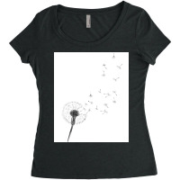 Black And White Print Dandelion Print Scandinavian Minimalist Decor  W Women's Triblend Scoop T-shirt | Artistshot