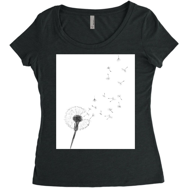 Black And White Print Dandelion Print Scandinavian Minimalist Decor  W Women's Triblend Scoop T-shirt by pubumalka5 | Artistshot