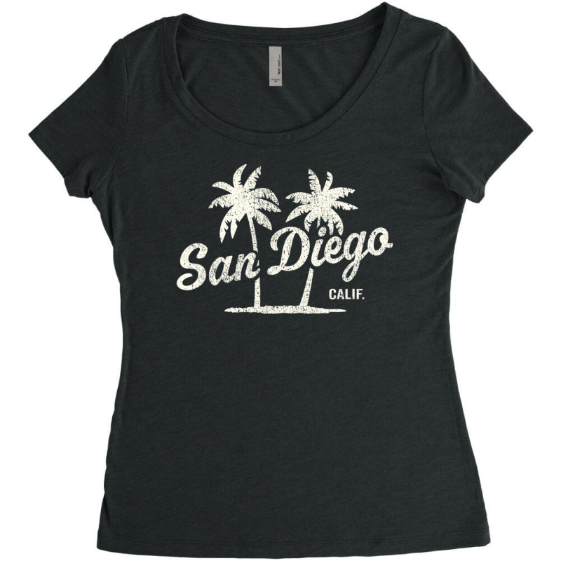 Trending San Diego California Vintage 70s Palm Trees Women's Triblend Scoop T-shirt by michaelyounger19 | Artistshot