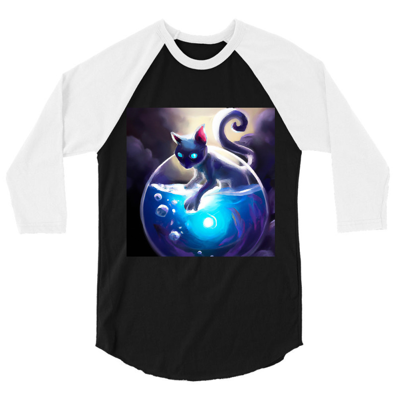 Trending Magical Cat Harnesses The Glowing Power Of A Mystical Fish Bo 3/4 Sleeve Shirt | Artistshot