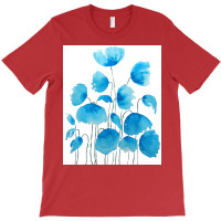 Blue Poppy Field Watercolor T-shirt | Artistshot