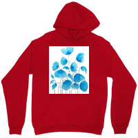 Blue Poppy Field Watercolor Unisex Hoodie | Artistshot