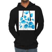 Blue Poppy Field Watercolor Lightweight Hoodie | Artistshot