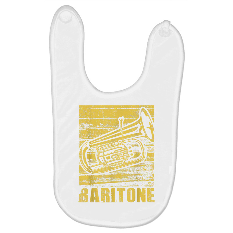 Baritone   Distressed Euphonium Lover Marching Bandmaster T Shirt Baby Bibs | Artistshot