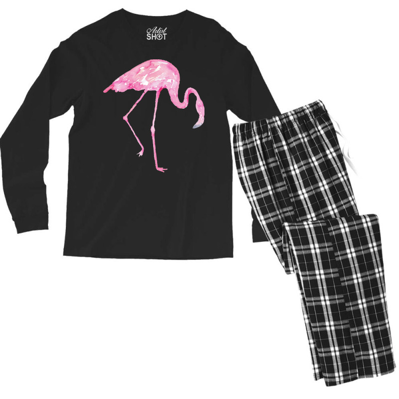 Flamingo Watercolor Men's Long Sleeve Pajama Set | Artistshot