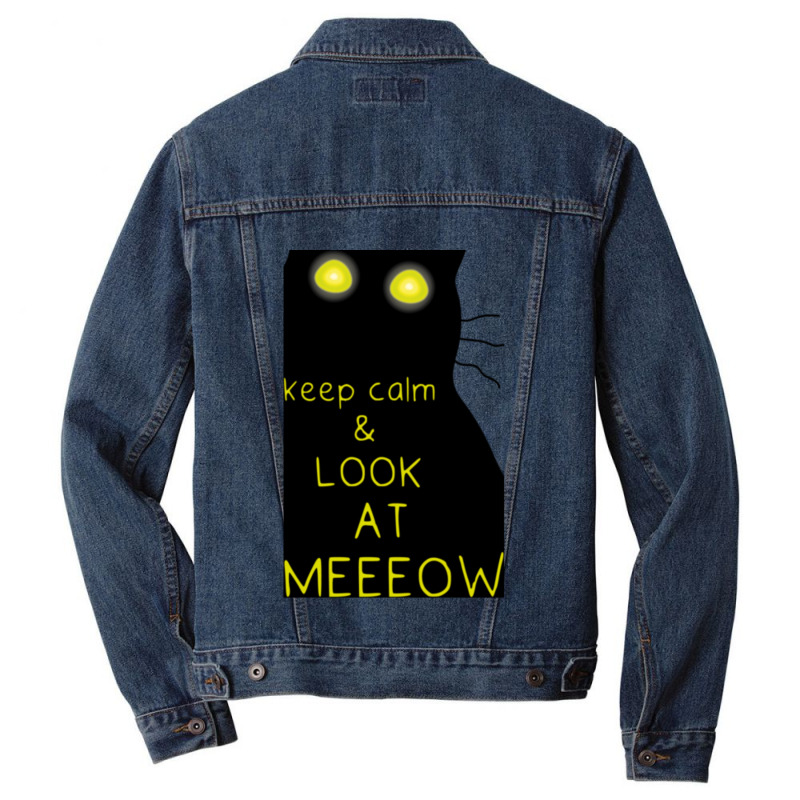 Keep Calm And Look At Meeeow Cat Hypnotic Men Denim Jacket by CHRISTOPHERBARRERAS | Artistshot