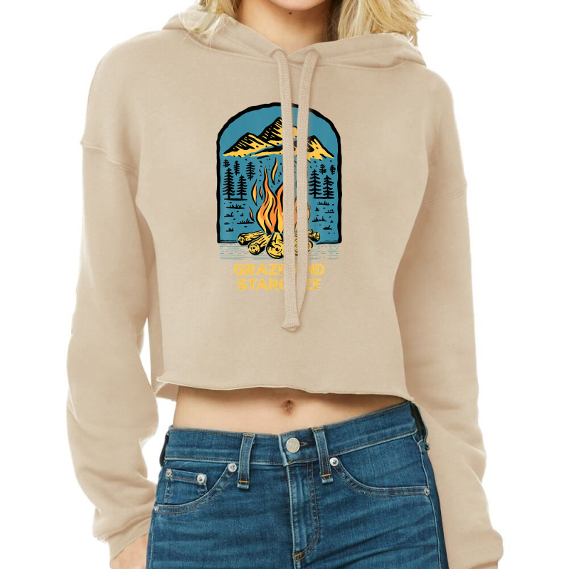 Graze And Stargaze Camping Wildlife Camper Outdoor Traveler Cropped Hoodie by siniszeger | Artistshot