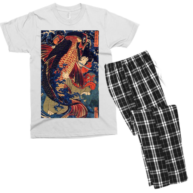 Fighting The Giant Carp Japanese Tshirt Men's T-shirt Pajama Set | Artistshot