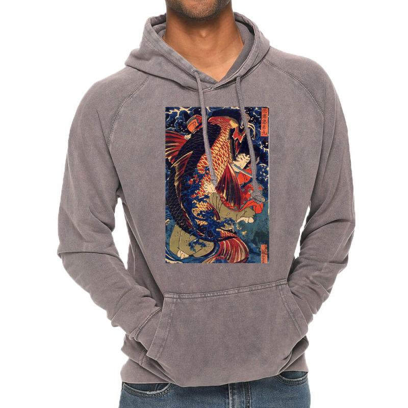 Fighting The Giant Carp Japanese Tshirt Vintage Hoodie | Artistshot