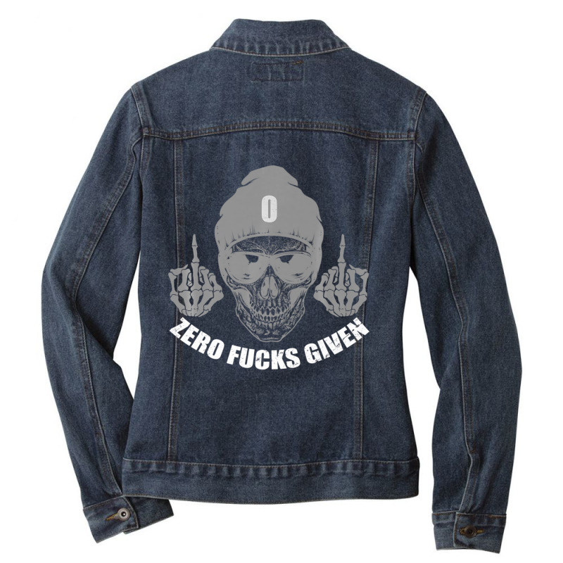 Hot Trend Zero Fucks Given Skull Bandana Men Middle Ladies Denim Jacket by bummercaught | Artistshot