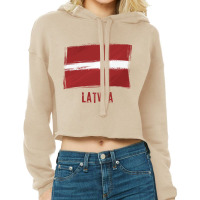 Grunge Latvia Flag  Latvija Latvian Language Long Sleeve T Shirt Cropped Hoodie | Artistshot