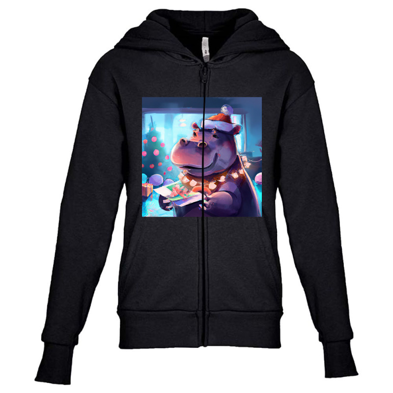 Limited Edition Cute Hippopotamus Drawing-m4hfr Youth Zipper Hoodie | Artistshot