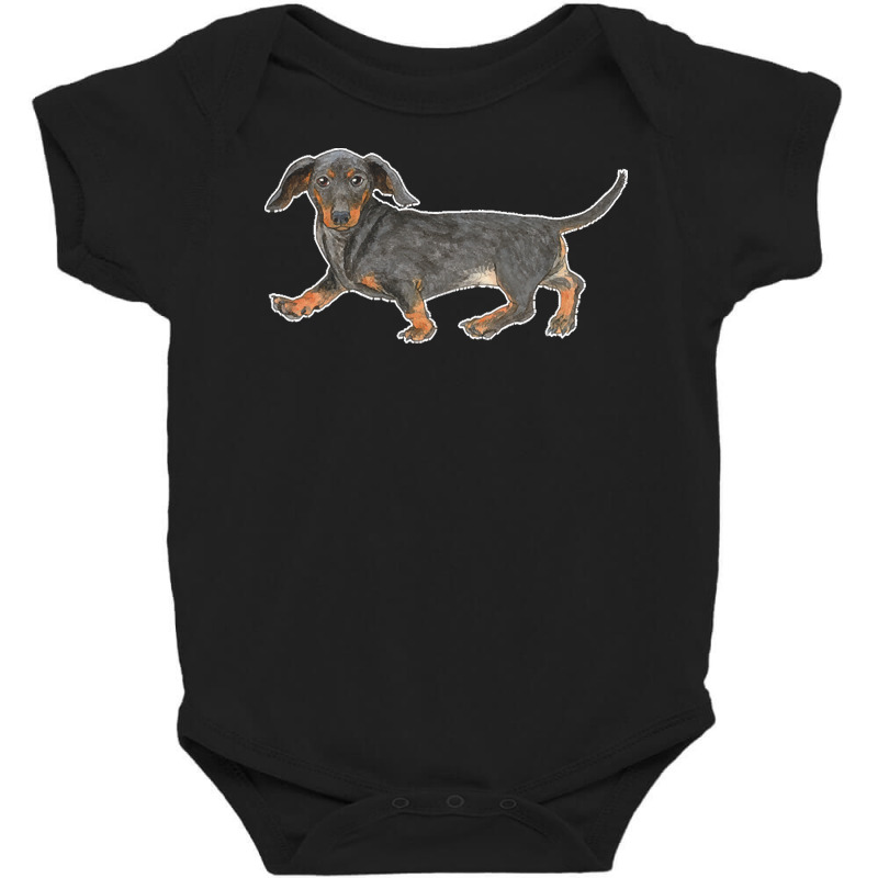 Dachshund T  Shirt Black And Tan Dachshund T  Shirt Baby Bodysuit by gjohnston160 | Artistshot