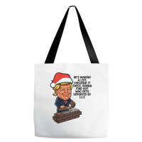 Donald Trump Santa Claus Funny Christmas Build The Wall   Green Tote Bags | Artistshot