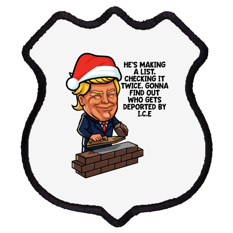 Donald Trump Santa Claus Funny Christmas Build The Wall   Green Shield Patch | Artistshot