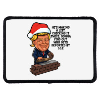 Donald Trump Santa Claus Funny Christmas Build The Wall   Green Rectangle Patch | Artistshot