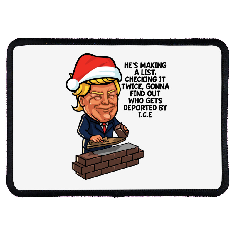 Donald Trump Santa Claus Funny Christmas Build The Wall   Green Rectangle Patch | Artistshot