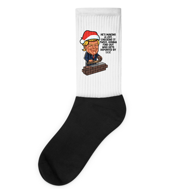 Donald Trump Santa Claus Funny Christmas Build The Wall   Green Socks | Artistshot