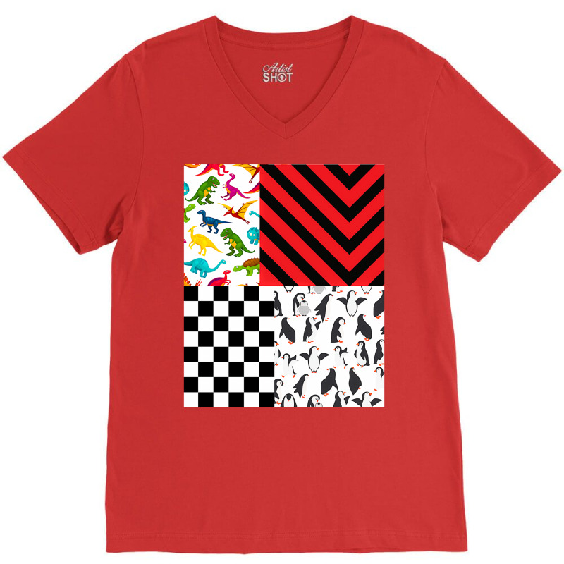 Dinosaur Checker Pattern  Weird Patterns V-neck Tee | Artistshot