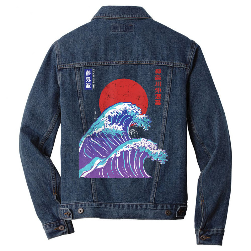 Hot Trend Big Wave Vaporwave Aesthetic 80s Anime Fashion Streetwear Men Denim Jacket | Artistshot