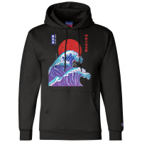 Hot Trend Big Wave Vaporwave Aesthetic 80s Anime Fashion Streetwear Champion Hoodie | Artistshot