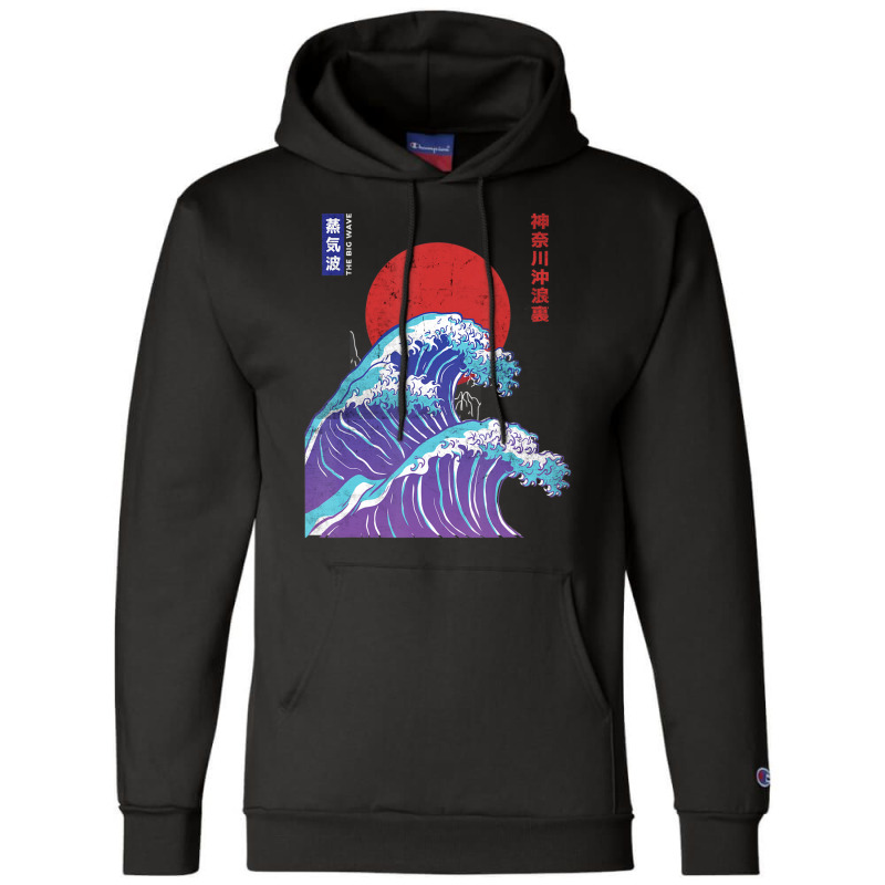 Hot Trend Big Wave Vaporwave Aesthetic 80s Anime Fashion Streetwear Champion Hoodie | Artistshot