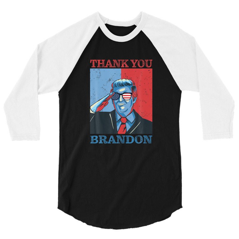 Thank You Brandon Usa Flag Glasses 3/4 Sleeve Shirt by zirulovuc | Artistshot