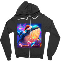 Hot Trend Cute Humpback Whale Drawing Zipper Hoodie | Artistshot