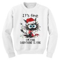 It's Fine I'm Fine Everything Is Fine Wine Glass Christmas T Shirt Youth Sweatshirt | Artistshot