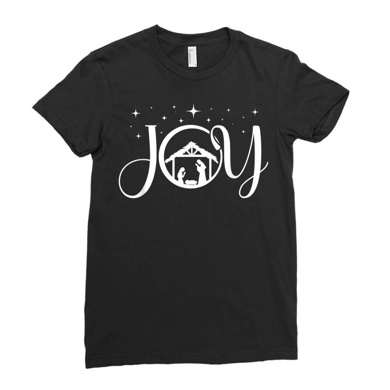 Christians Christmas Joys Jesus Nativity Scene Faith T Shirt Ladies Fitted T-Shirt by erinlorrai | Artistshot