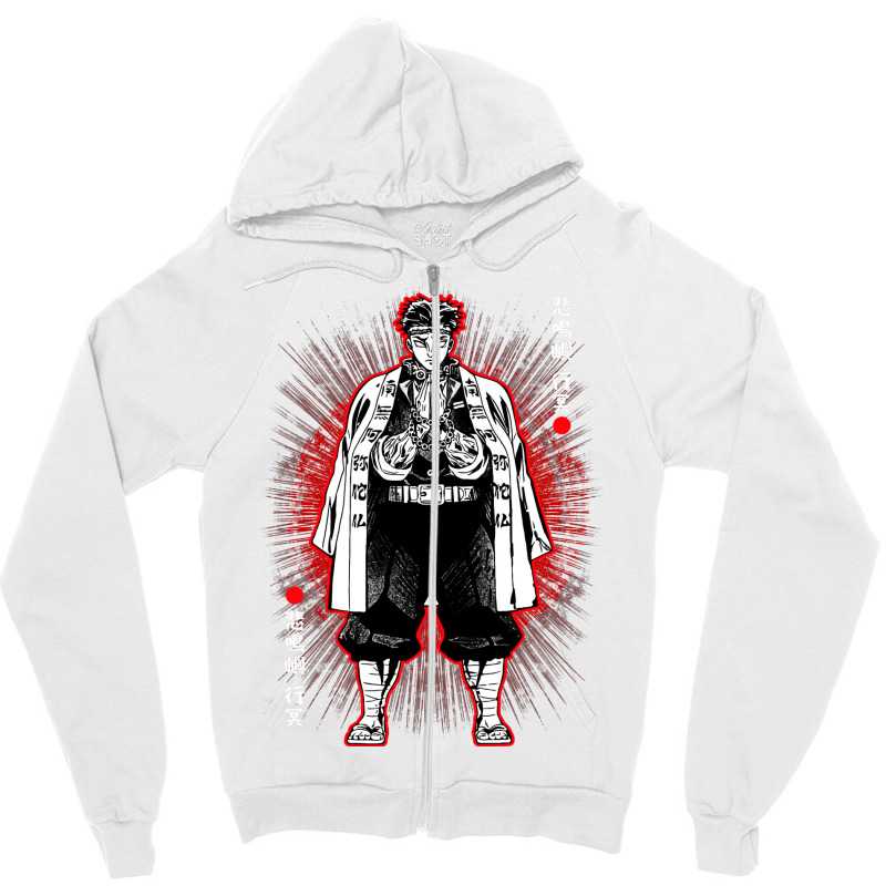 Stone Hashira   Gy0mei Red Shine Zipper Hoodie by ashdhacreanei | Artistshot