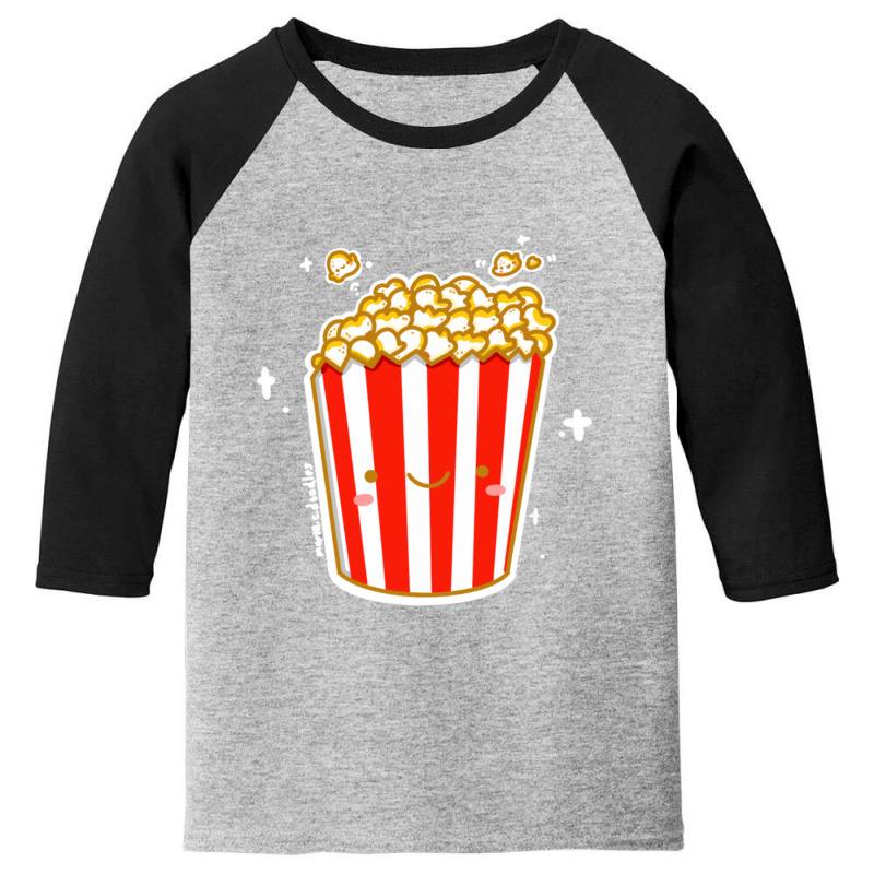 Kawaii Cinema Snacks Salty Sweet Caramel Popcorn Sticker Youth 3/4 Sleeve | Artistshot