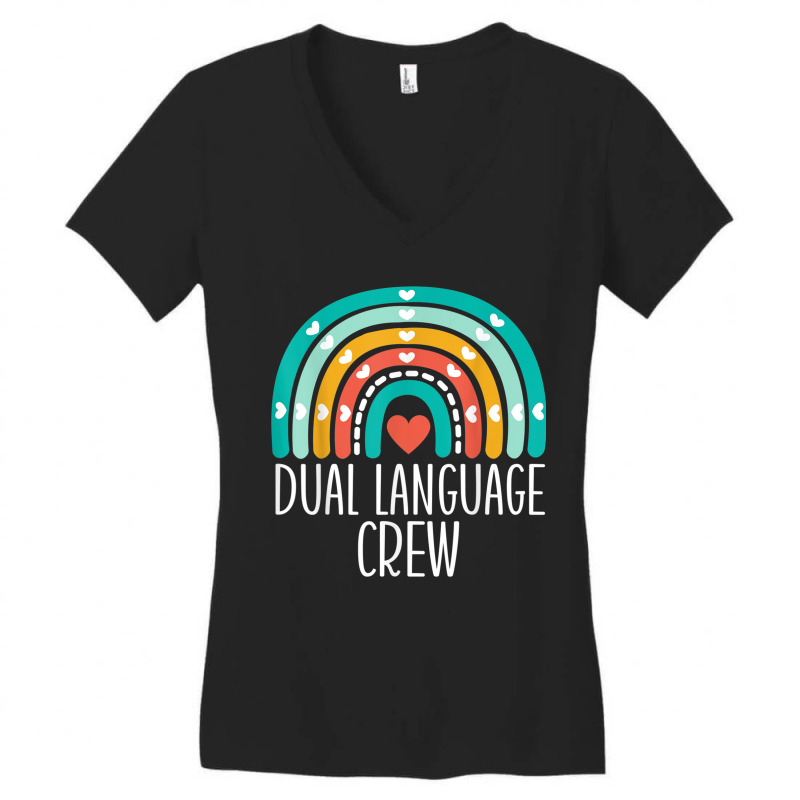 Dual Language Crew Rainbow Bilingual Teacher Dual Language Women's V-Neck T-Shirt by JoshuaDavidRocoe | Artistshot