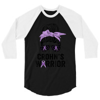 Crohn's Awareness Month Crohn's Warrior Purple Ribbon Womens 3/4 Sleeve Shirt | Artistshot