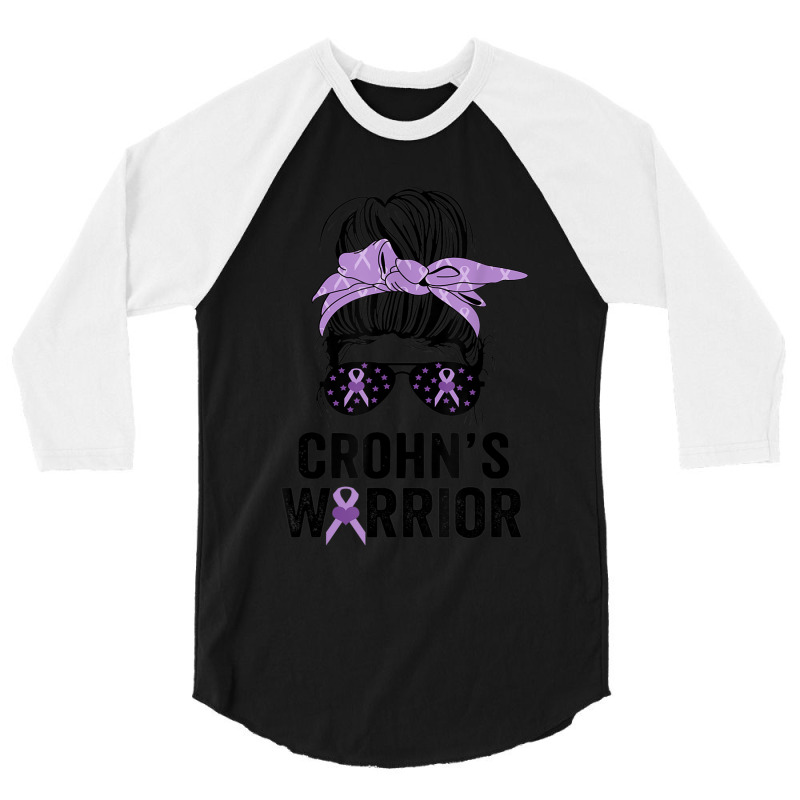 Crohn's Awareness Month Crohn's Warrior Purple Ribbon Womens 3/4 Sleeve Shirt | Artistshot