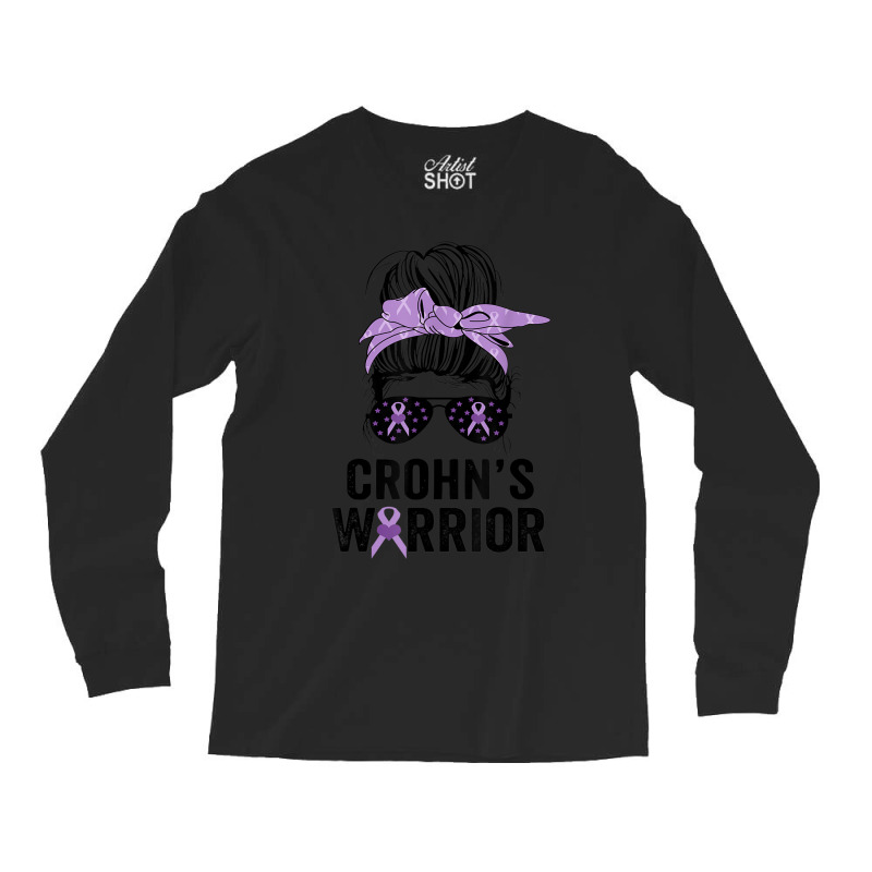 Crohn's Awareness Month Crohn's Warrior Purple Ribbon Womens Long Sleeve Shirts | Artistshot