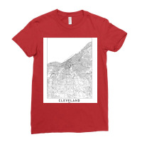 Cleveland White Map Ladies Fitted T-shirt | Artistshot