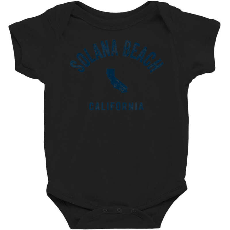 Trending Solana Beach California Ca Vintage 70s Sports Navy Print Baby Bodysuit | Artistshot