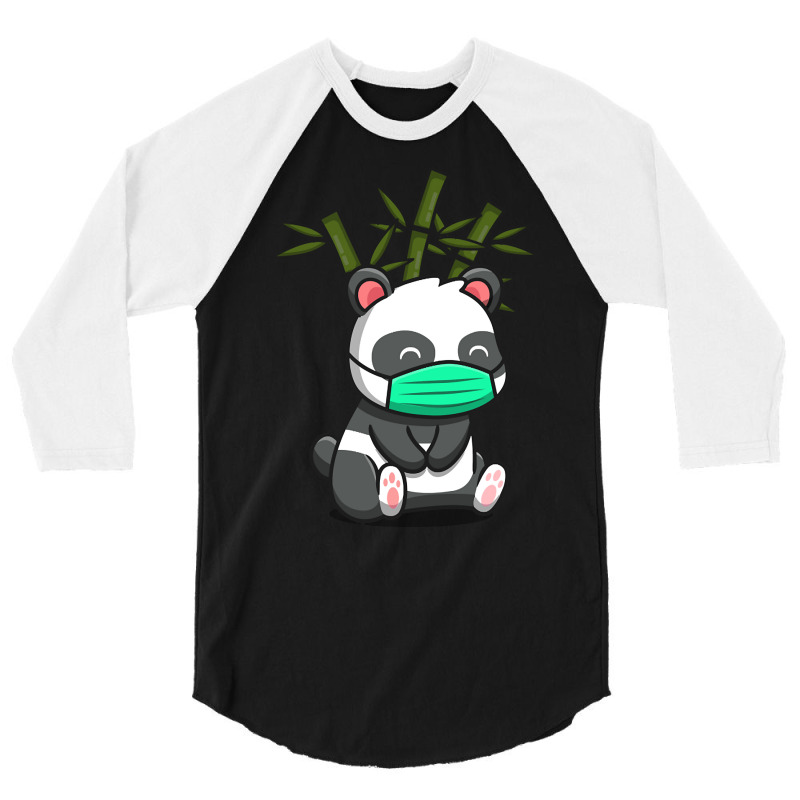 Hot Trend Cute Panda Sitting And Wearing Mask 3/4 Sleeve Shirt | Artistshot